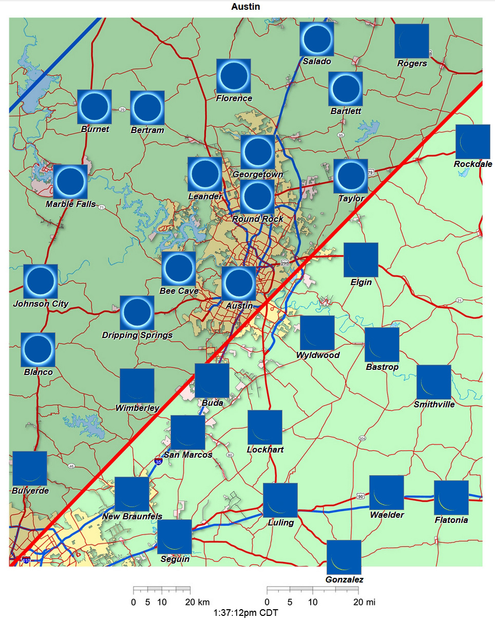 Interactive 2024 eclipse map for Austin