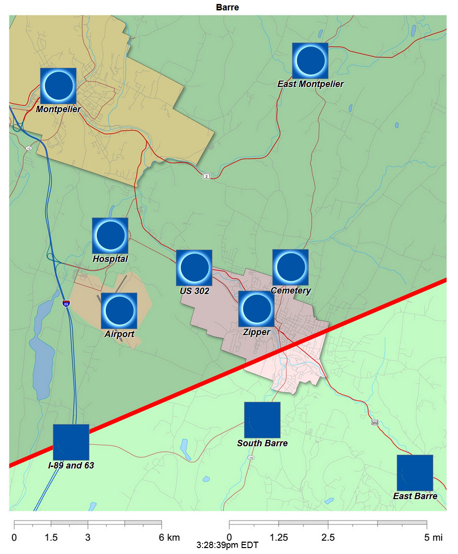 Mapa interactivo del eclipse de 2024 de Barre