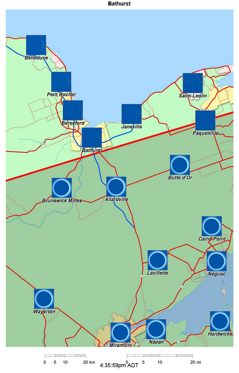 Interactive 2024 eclipse map for Bathurst