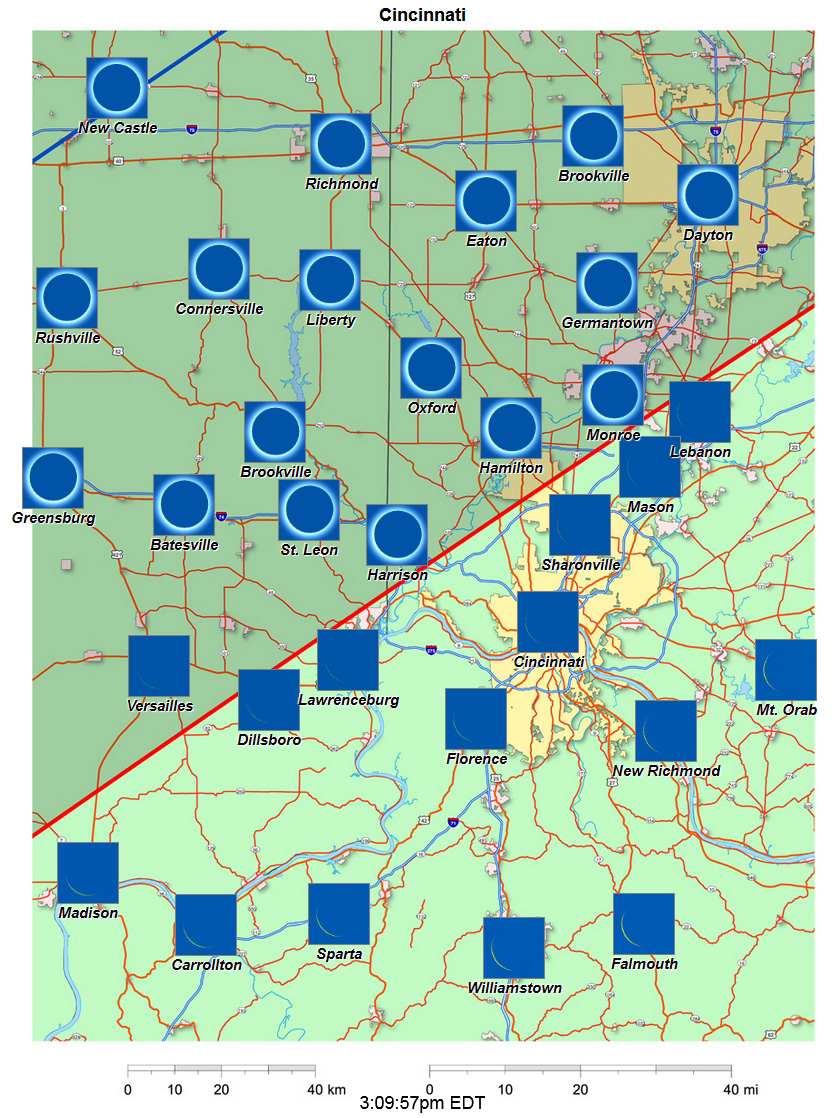 Mapa interactivo del eclipse de 2024 de Cincinnati