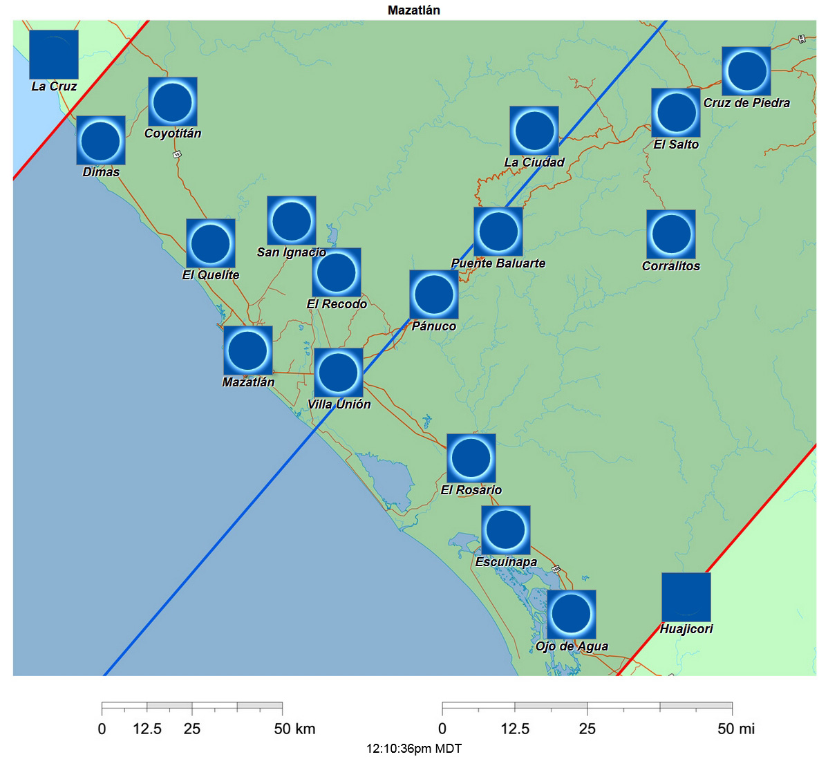 Interactive 2024 eclipse map for Mazatlan