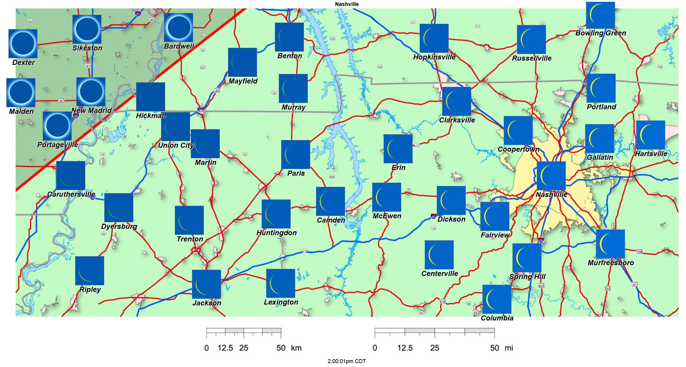 Interactive 2024 eclipse map for Nashville