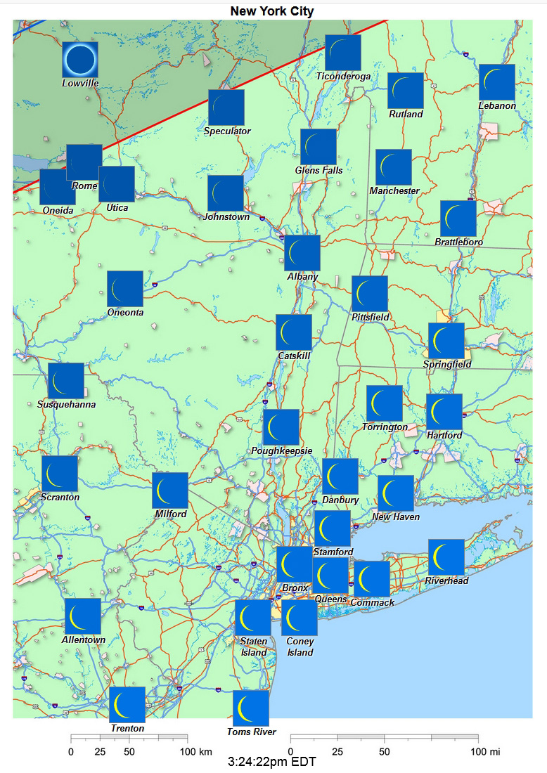 Interactive 2024 eclipse map for New York City