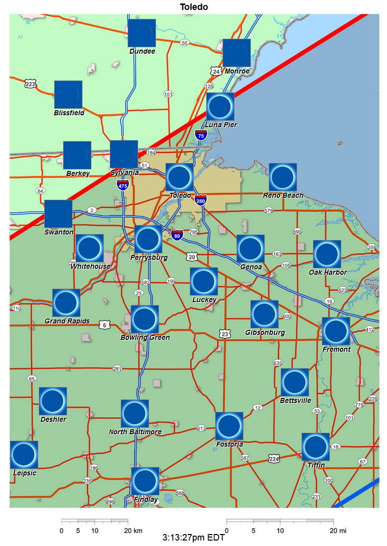 Interactive 2024 eclipse map for Toledo