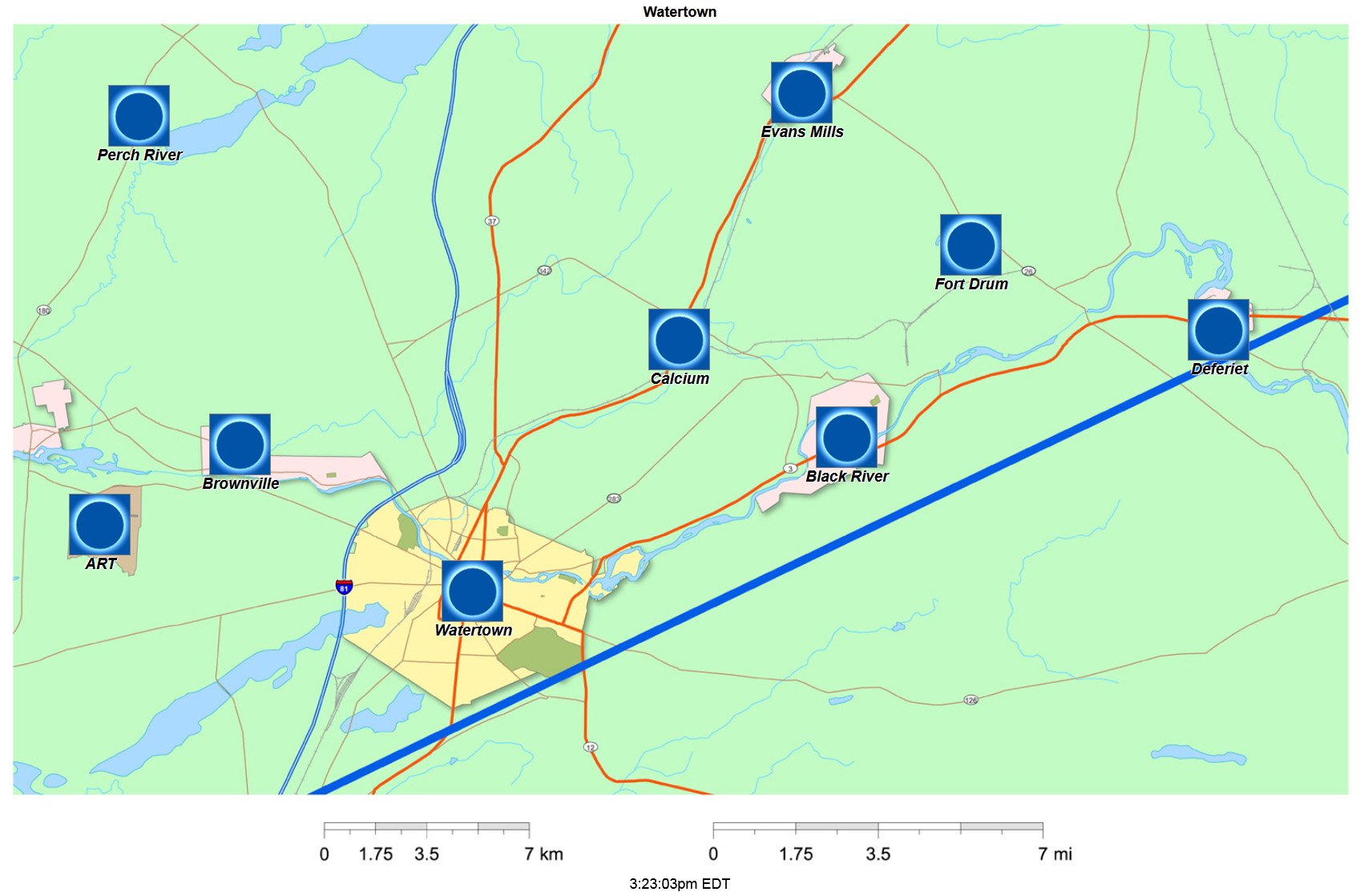 Interactive 2024 eclipse map for Watertown