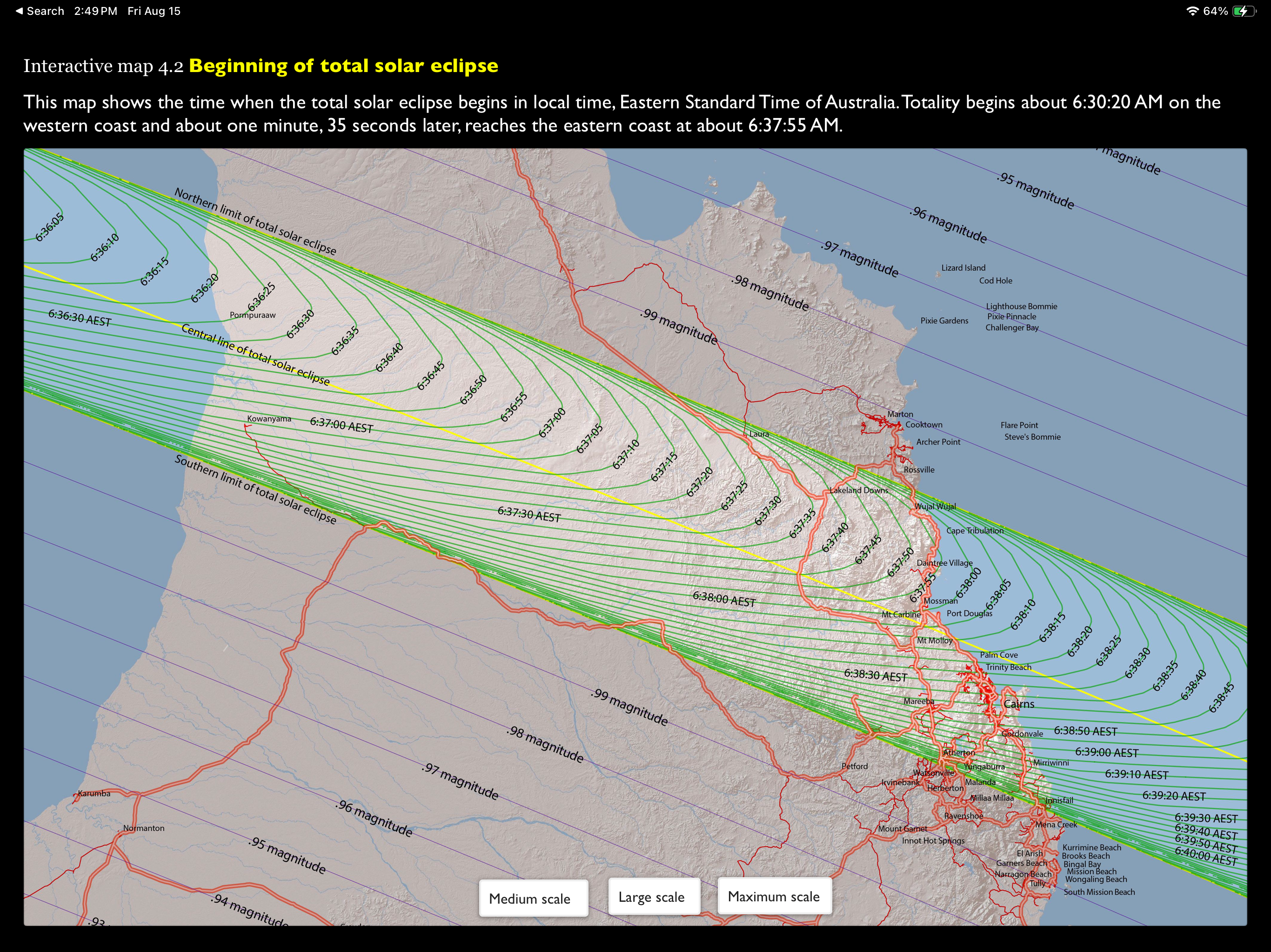 Beginning of totality
